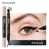 2 in1 Eyeliner Stamp Pencil, Double-ended and 3 Color, Fine Eyeline & Wink Stamp Original, Waterproof and Easy To Remove